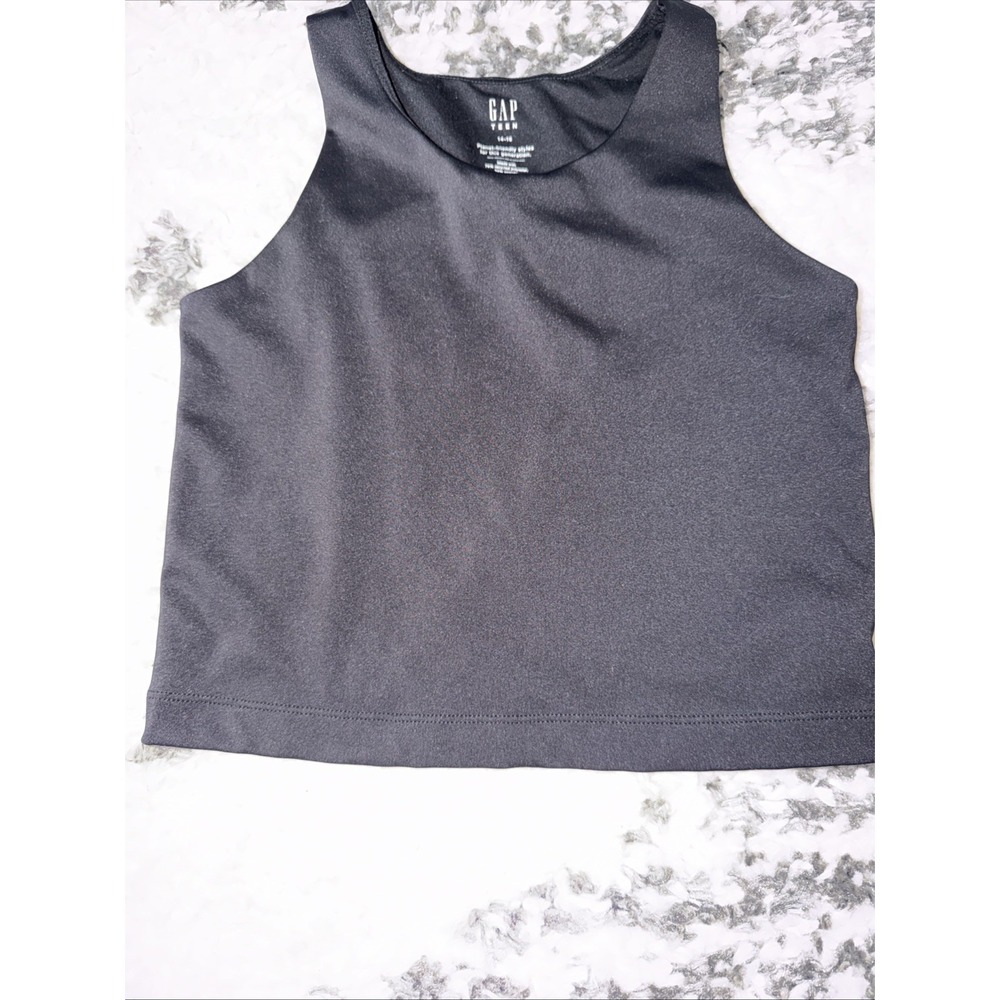 Gap Teen‎ Tank Top Girls 14-16 Black Cropped Moisture Wicking Athletic Gym